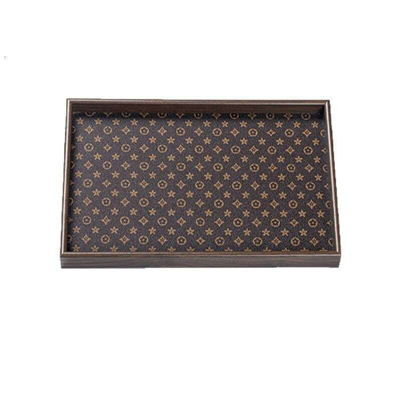 Vintage Light Luxury Leather Chinese Tea Tray Household Rectangular Desktop Jewelry Display Key Entryway Storage Box