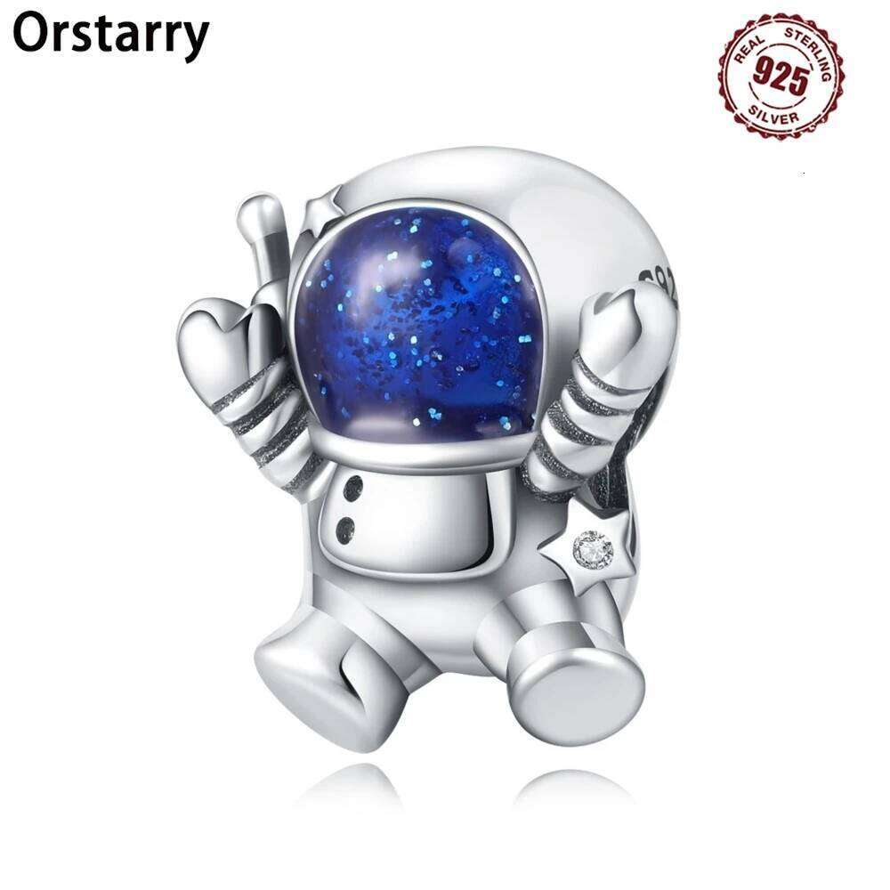 S925 Sterling Silver Cute Astronaut Bead Bracelet Charms For Women Birthday Fine Jewelry Party Gifts DIY Accessories
