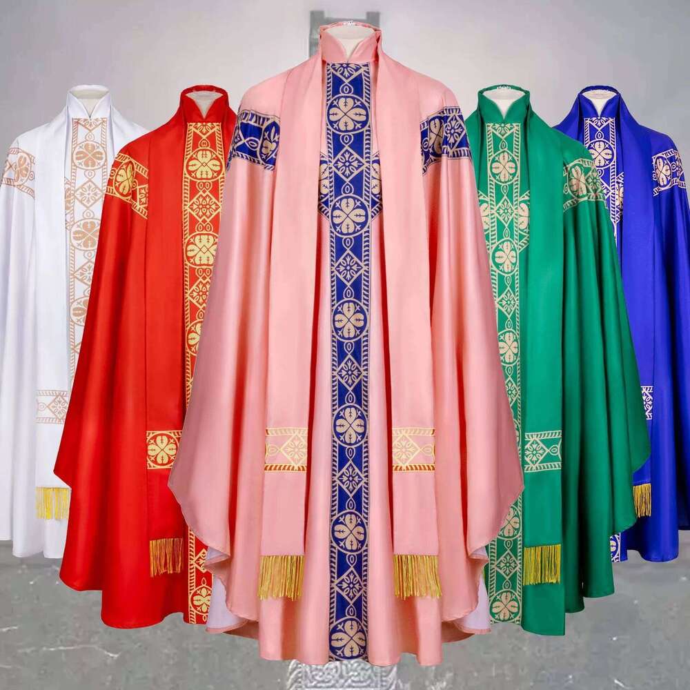Anime Catholic Church Mass Vestment Chasuble Priest Vintage Baggy Robe Gown Cape Halloween cosplay costumes