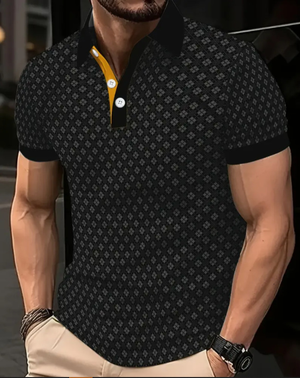 Luxury Brand Designer Clothes 2025 European And American Casual Men's Short Sleeve Polo Shirt Fashion 3D Printed Turn-Down Collar Polo Shirt Men&