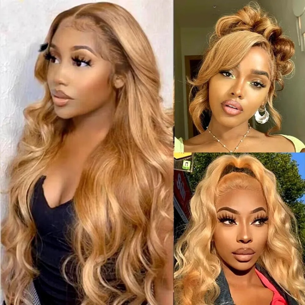 180 Density Honey Blonde Long Body Wave Human Hair Wigs Ready To Wear Glueless Preplucked Wear And Go Wigs Hd Transparent Lace Frontal Brazilian Hair 