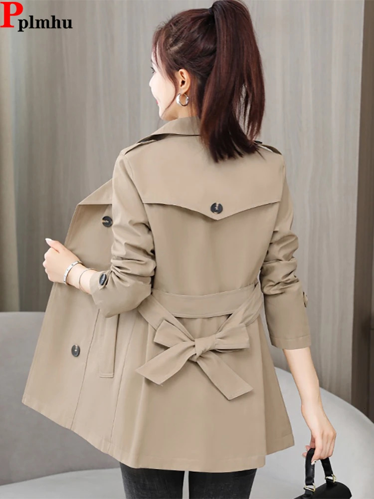 Classic Casual Double Breasted Trench Coats Korean 5xl Jacket Elegant Women Gabardina Tops Fashion Spring With Belt Windbreaker 260106