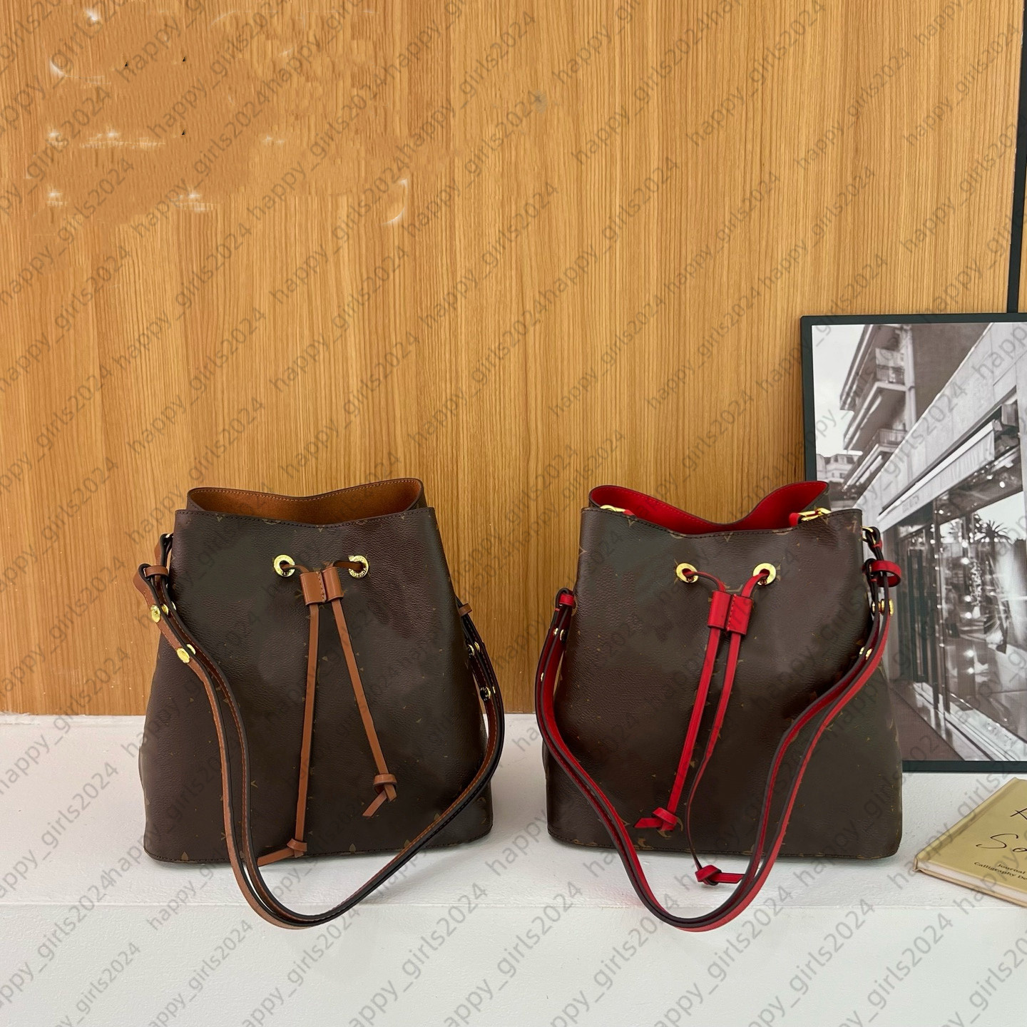 Women luxury bucket bag Designer bag Shoulder Neonoes bag vintage luxury totes purse shoulder Drawstring handbag bag crossbody designer bag hobo shopping backpack