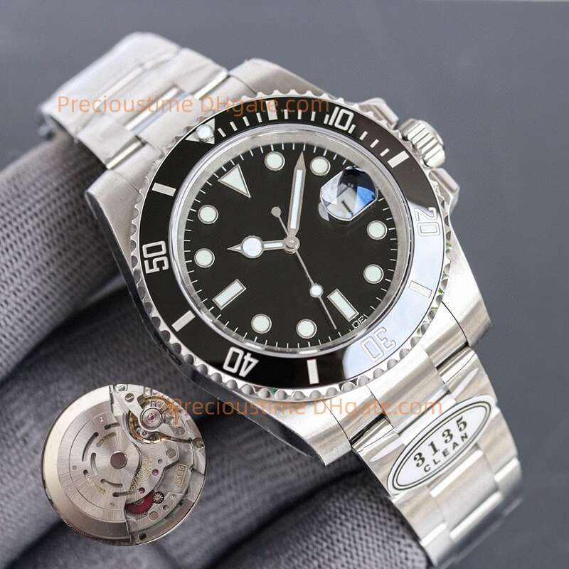 CLEAN 40mm Superclone 3135 Automatic Mechanical Mens Watch With Box nical Ceramic bezel Stainless Steel Luminous Waterproof Diving High Quality clean Factory