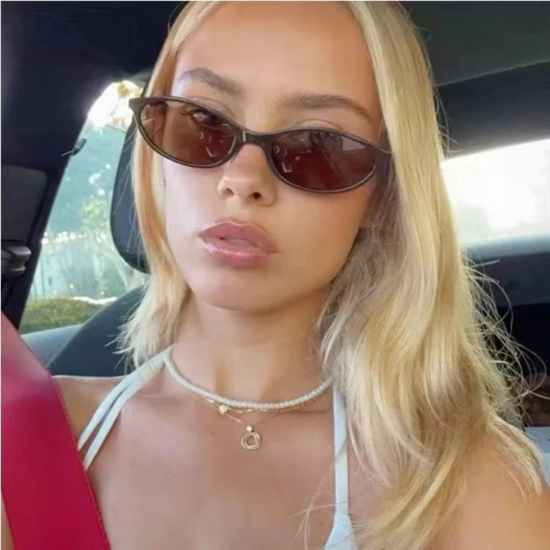 Retro Oval Frame Sunglasses Fashion Personalized Trendy Small Frame Sunglasses Punk Cat Eyes Sunshade Sun Protection Glasses 260106