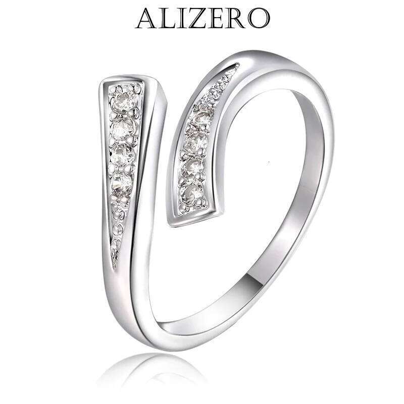 Charm 925 Sterling Silver Crystal Open Rings For Women Simple adjustable Fashion Wedding Engagement Party Gifts Jewelry