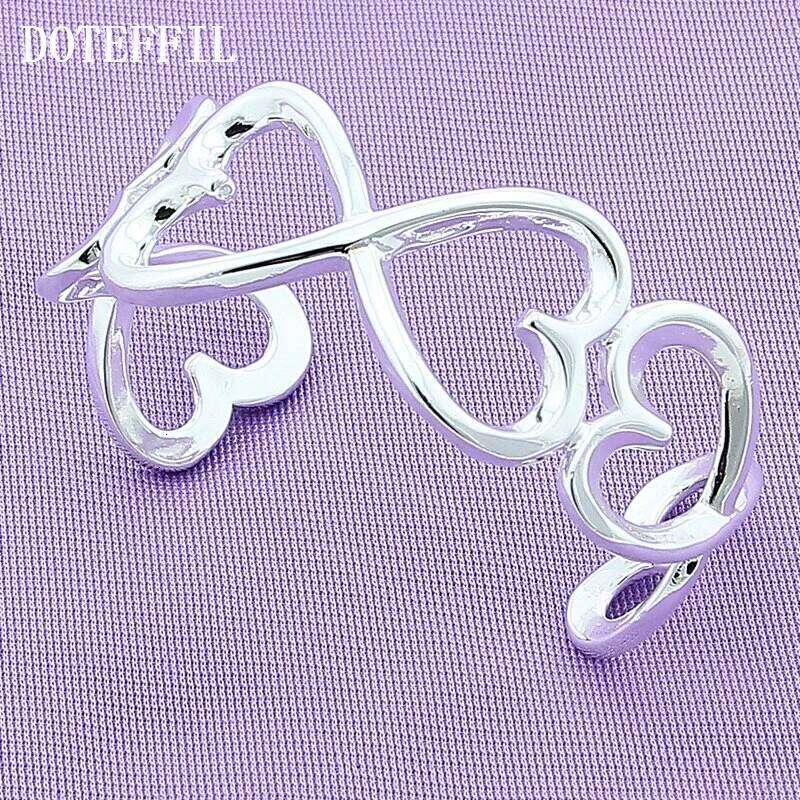DOTEFFIL 925 Sterling Silver Heart Bangle Bracelet For Woman Wedding Engagement Fashion Charm Party Jewelry