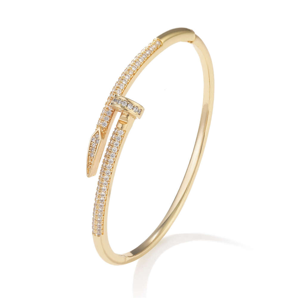 Cross-Border Light Luxury Fashion Zircon High-End Versatile Non-Fading Jewelry Simple Open Plain Circle Bracelet For Women