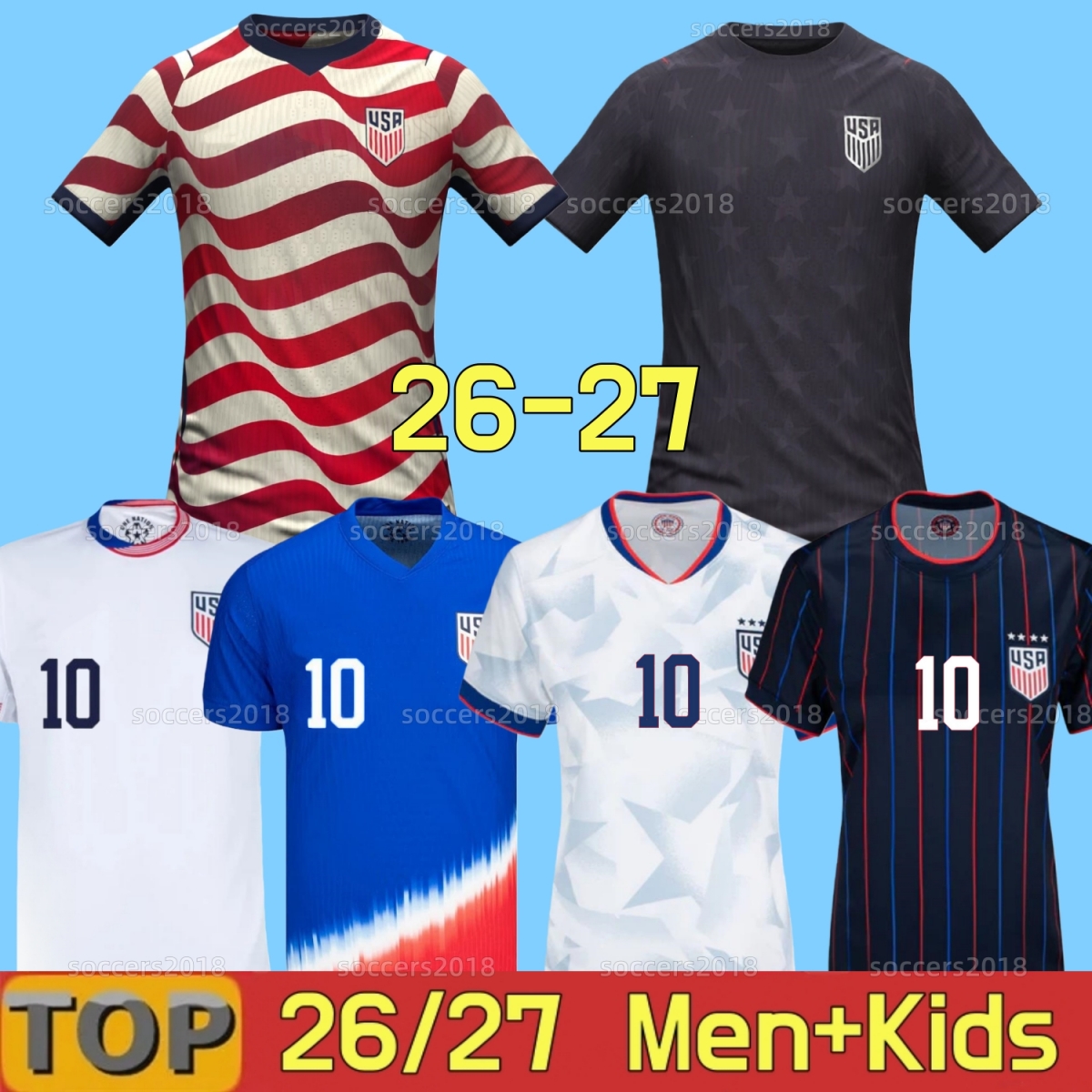 2026 USAs World CUP Soccer jerseys PULISIC McKENNIE SMITH USWNT Megan 2025 Rose Lavelle Rapinoe Trinity Rodman Alex Morgan ERTZ 25 26 27 Home Away Player Men Kids Kit