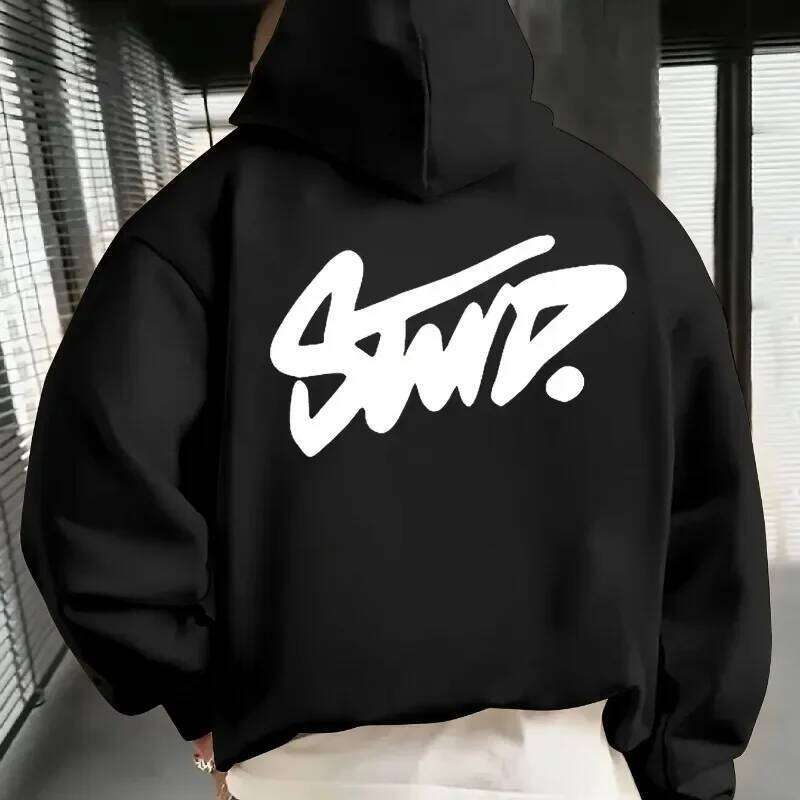 Y2K Men's Casual Everyday Fashionable Long-Sleeved Hoodie High-End Classic Popular Solid Color Pattern Print Adult Sweatshirt XJ260107