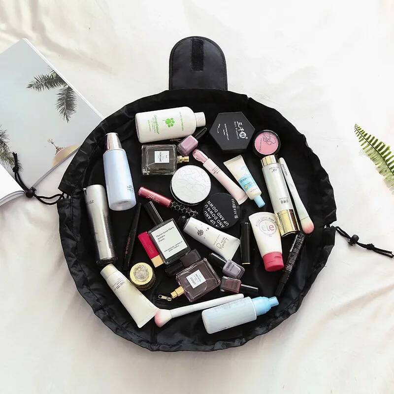Women Drawstring Cosmetic Travel Storage Makeup Bag Organizer Female Make Up Pouch Portable Waterproof Toiletry Beauty Case