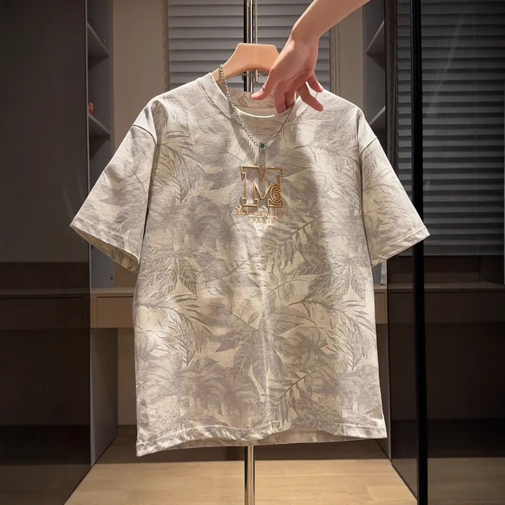Luxury Brand Designer Clothes 2025 Summer New Fashion Printed Half-Sleeve Loose Fit Men's Casual Short Sleeve T-Shirt With Street Style Embroider