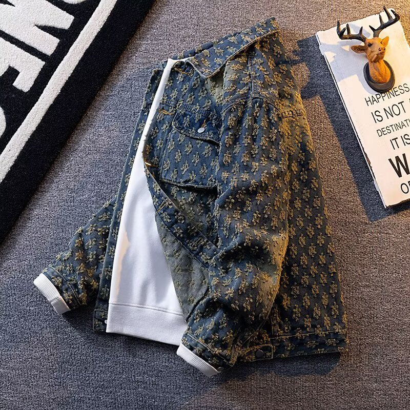 2026 Luxury Brand Designer Clothing 2025 Spring New Style Turn-Down Collar Washed Vintage Fashion Denim Jacket Men's Youth Slim Fit Handsome Casu