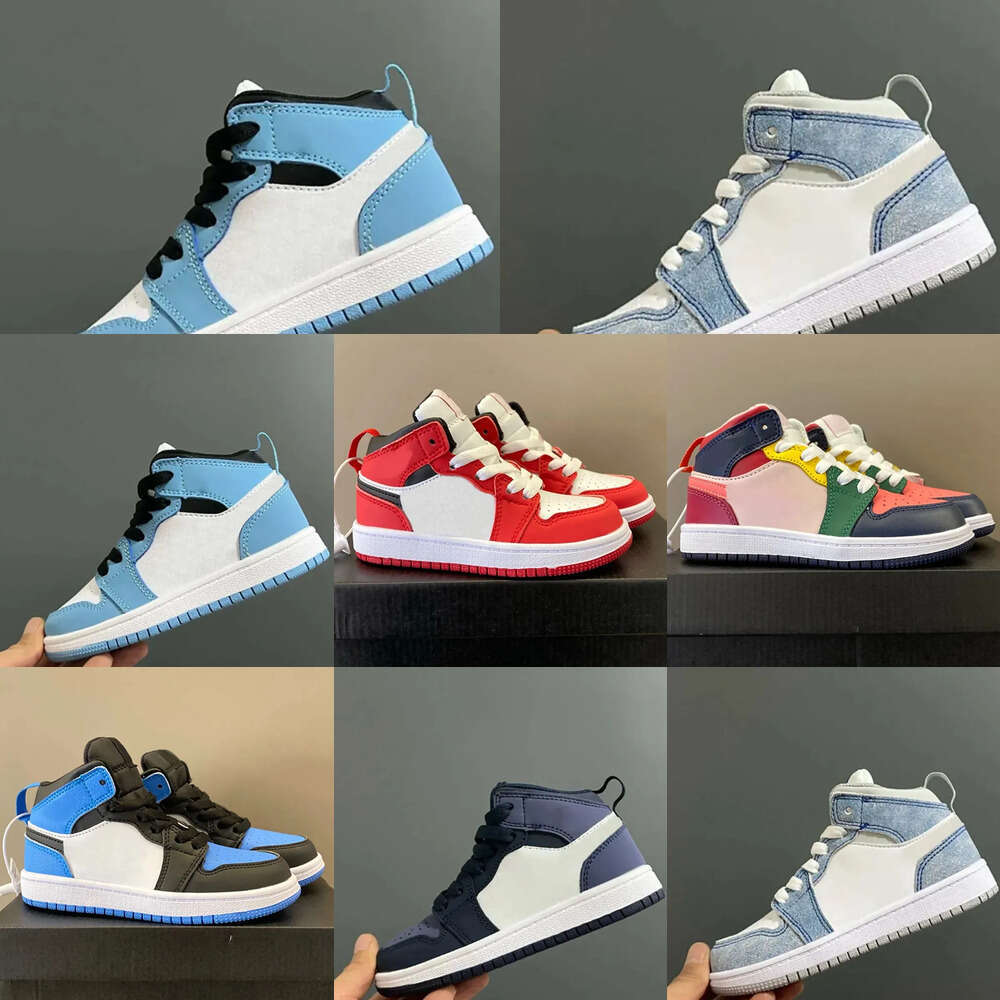 2026 kid shoe 1 Kids Basketball Shoes 1s University Blue Toddler Pine Green Game Royal Bred Sneakers