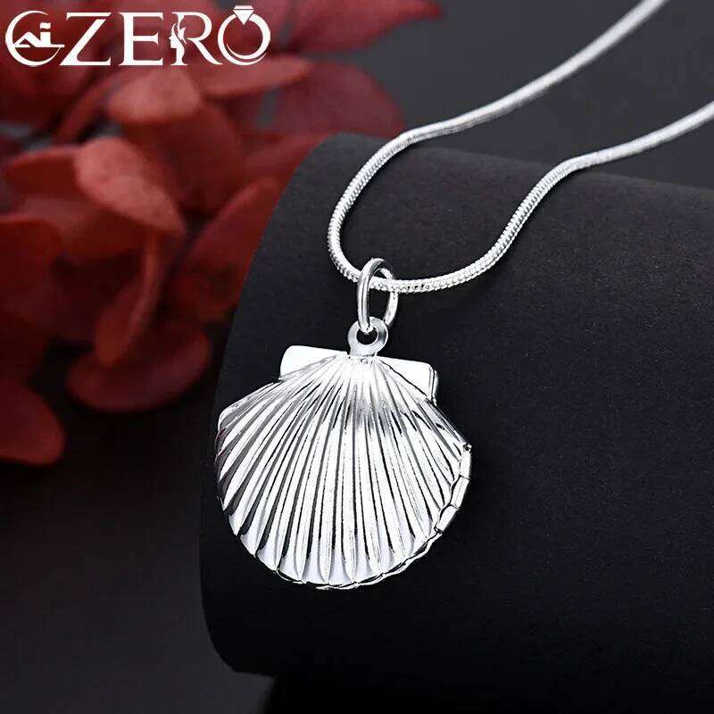 New Arrive 40-75cm 925 Sterling Silver seashell Photo open Frame Necklace Snake Chain For Woman Man Wedding Jewelry wholesale
