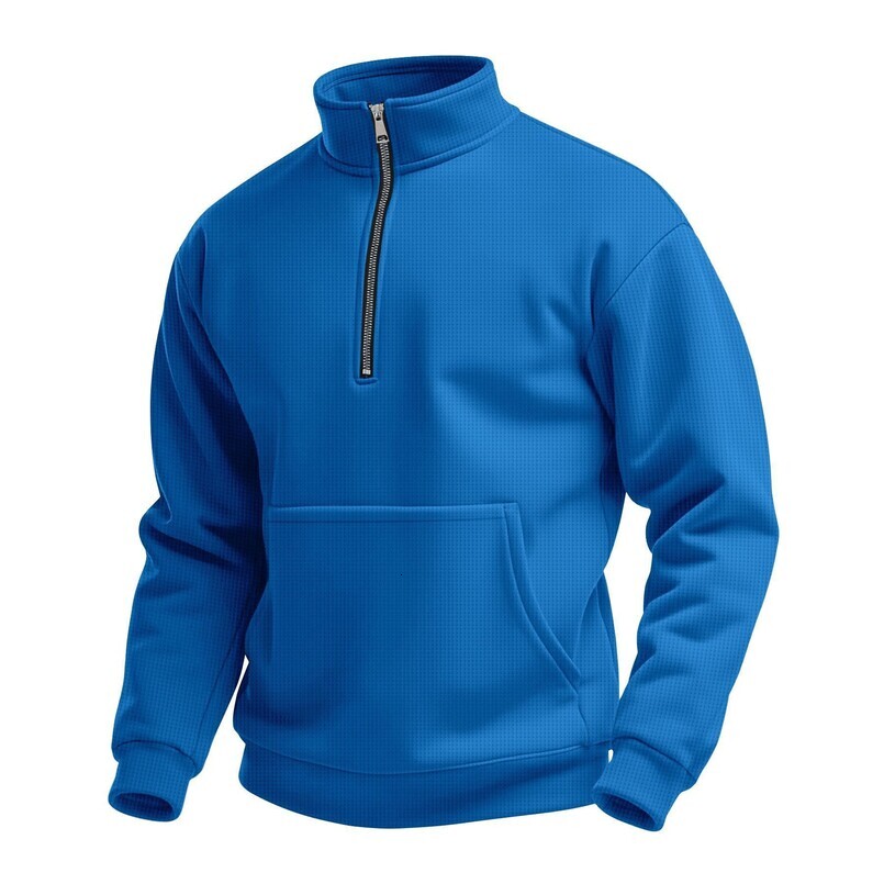 Customized Spring and Autumn Waffle Half-Zip Stand Collar Sweatshirt for Men, Men's Casual Base Shirt Pullover