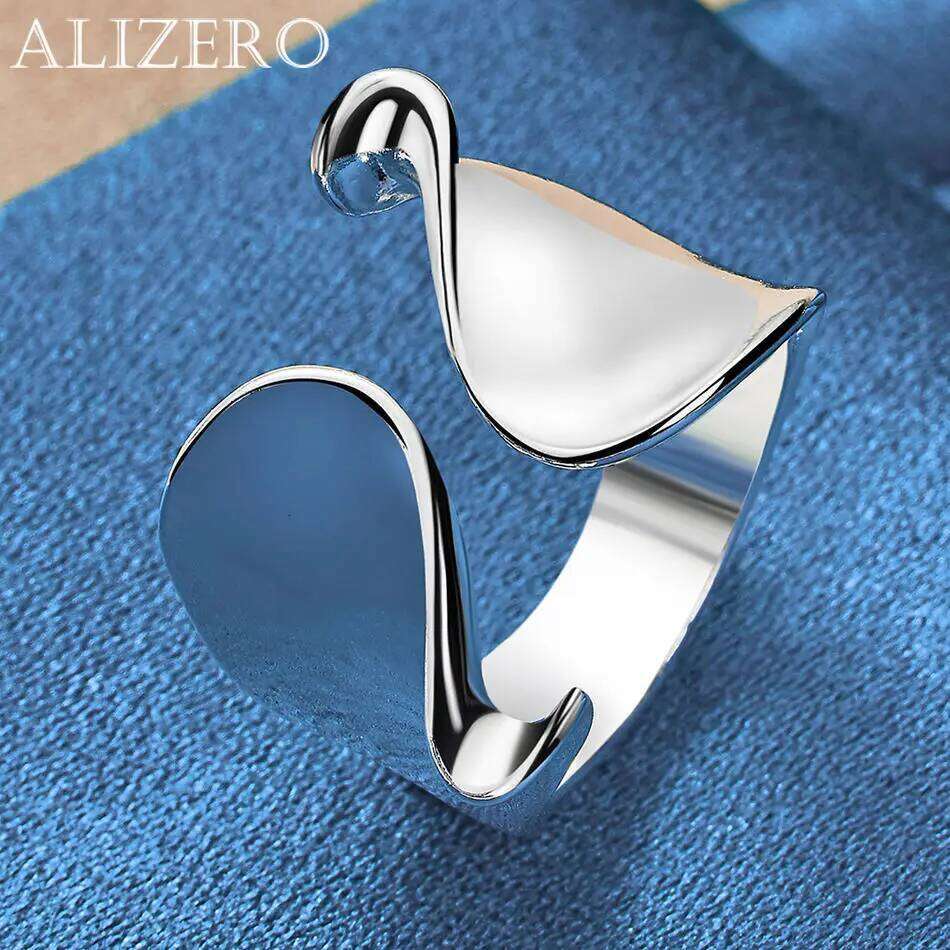 ALIZERO 925 Sterling Silver Distortion Ring with Adjustable Opening Design For Women Men Fashion Party and Daily Wear Jewelry