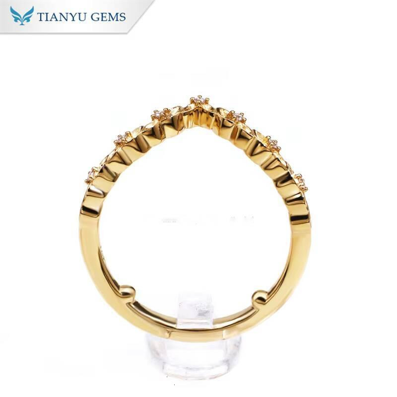 Tianyu Gems 18k 14k 10k Yellow Gold 8x10mm 3carat Oval Moissanite Ring Set DEF Gemstone Wedding Band Engagement Rings for Women