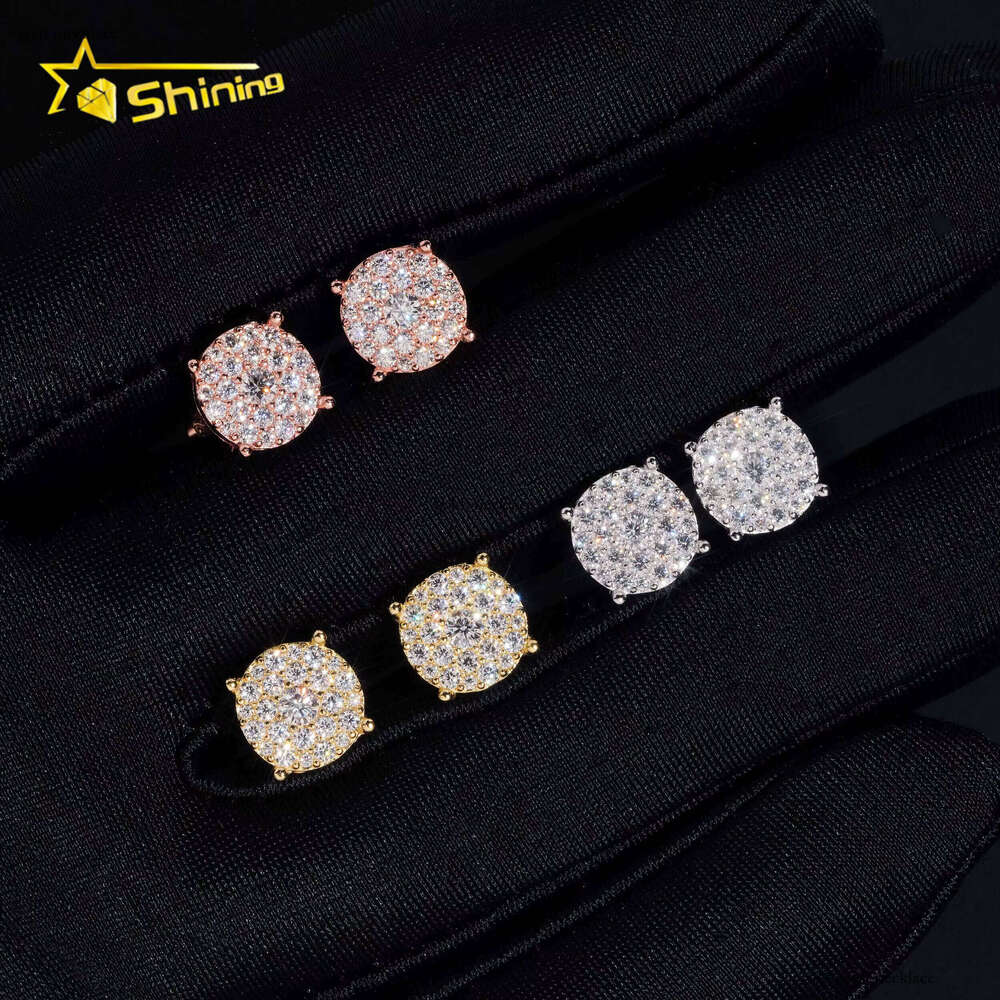 Fast Delivery Cheapest Price Round 8.8mm 925 Silver Gold Plated GRA VVS Moissanite Stud Earrings fashion Jewelry