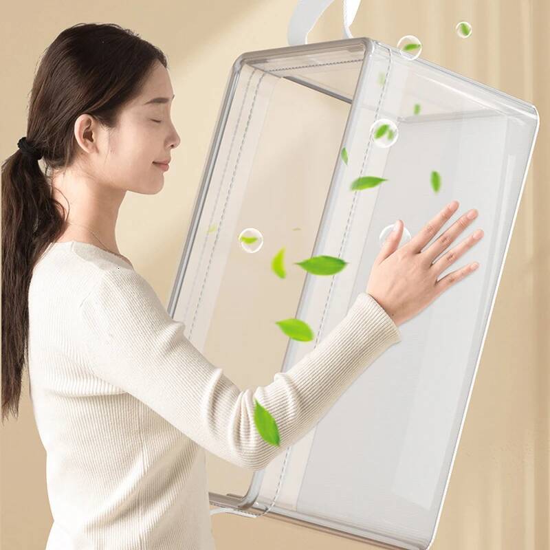 PVC Transparent Basket for Clothes Underwear Storage Stainless Steel Frame Wardrobe Organizer Waterproof Cloth Box