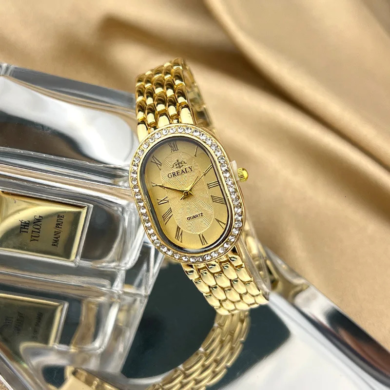 Mens Watch Business Precision Oval Diamond inlaid Bracelet Wristwatch Female Fashion Quartz Clock Watches 260106