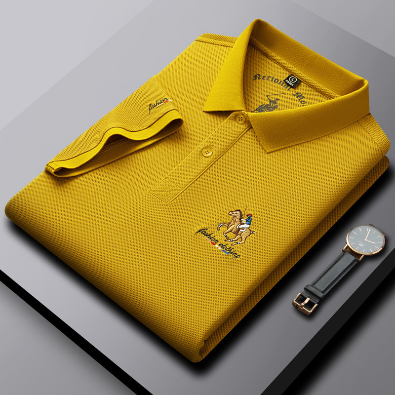 Luxury Brand Designer Clothes Alihu Summer New Light Luxury Short Sleeve T-Shirt Mens Turn-Down Collar Embroidered Casual Daily Mens Polo Shirt