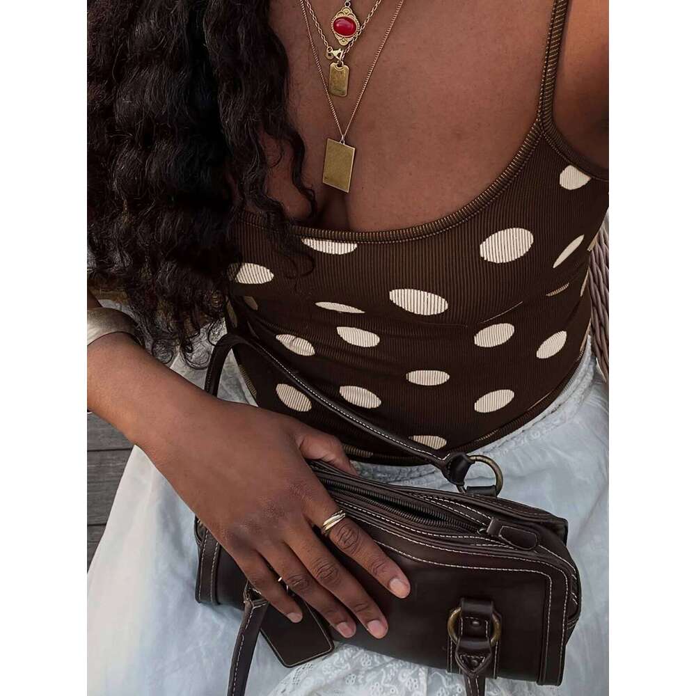 Dulzura Summer Fashion Sexy Backless Slim Polka Dot Crop Camisole Women'S Casual Versatile Party Club Street Style Y2K Clothes