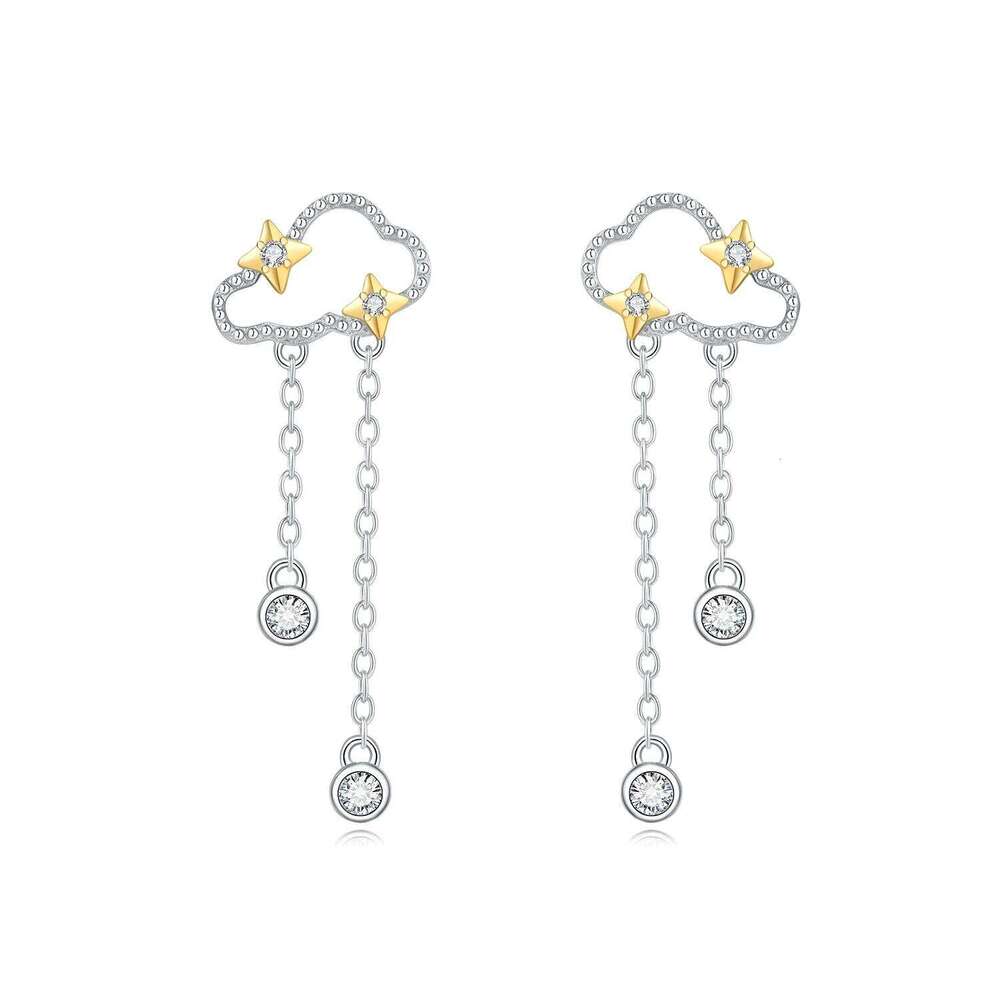 Orstarry 925 Sterling Silver Cloud Starry Tassel Stud Earrings For Lady S925 Jewelry Party Anniversary Trendy Gifts