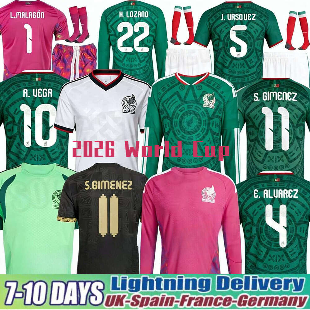 Mexico Jersey 2026 World Cup Soccer Jersey A.VEGA RAUL J. Quinones 25 26 27 H.LOZANO Kids Kit Gold Cup Football Shirts Top E. ALVAREZ Goalkeeper Training Uniform