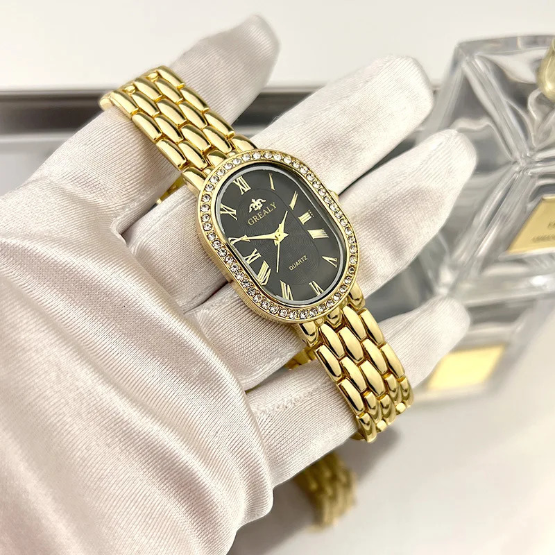 Mens Watch Business Precision Oval Diamond inlaid Bracelet Wristwatch Female Fashion Quartz Clock Watches 260106