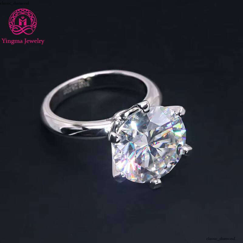 Large Size 13mm Round Brilliant Cut VVS Moissanite Custom 925 Sterling Silver 8 CT Carbon Silicon Stone Ring Gift