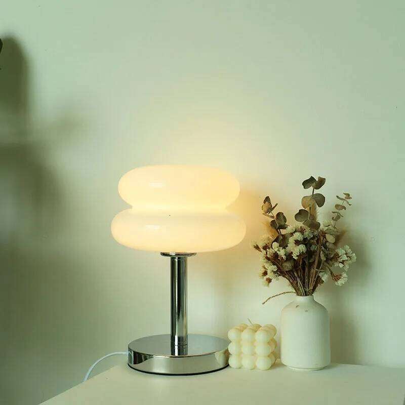 Macaron Glass Table Lamp Trichromatic Dimming Living Room Atmosphere Lamps Eye Protection Night Light Girl Bedroom Bedside Decor 26T0107