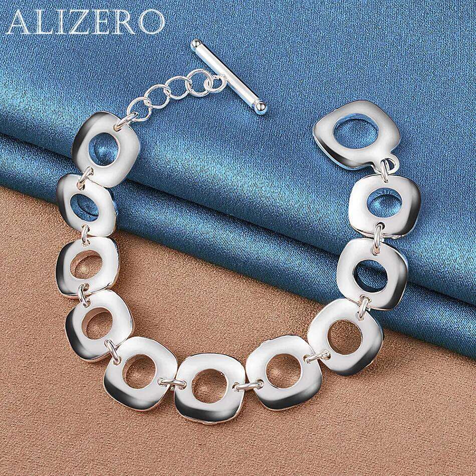 ALIZERO 925 Sterling Silver Bracelet TO Buckle Square Bracelets Women Jewelry For Fashion Party and Daily Wear