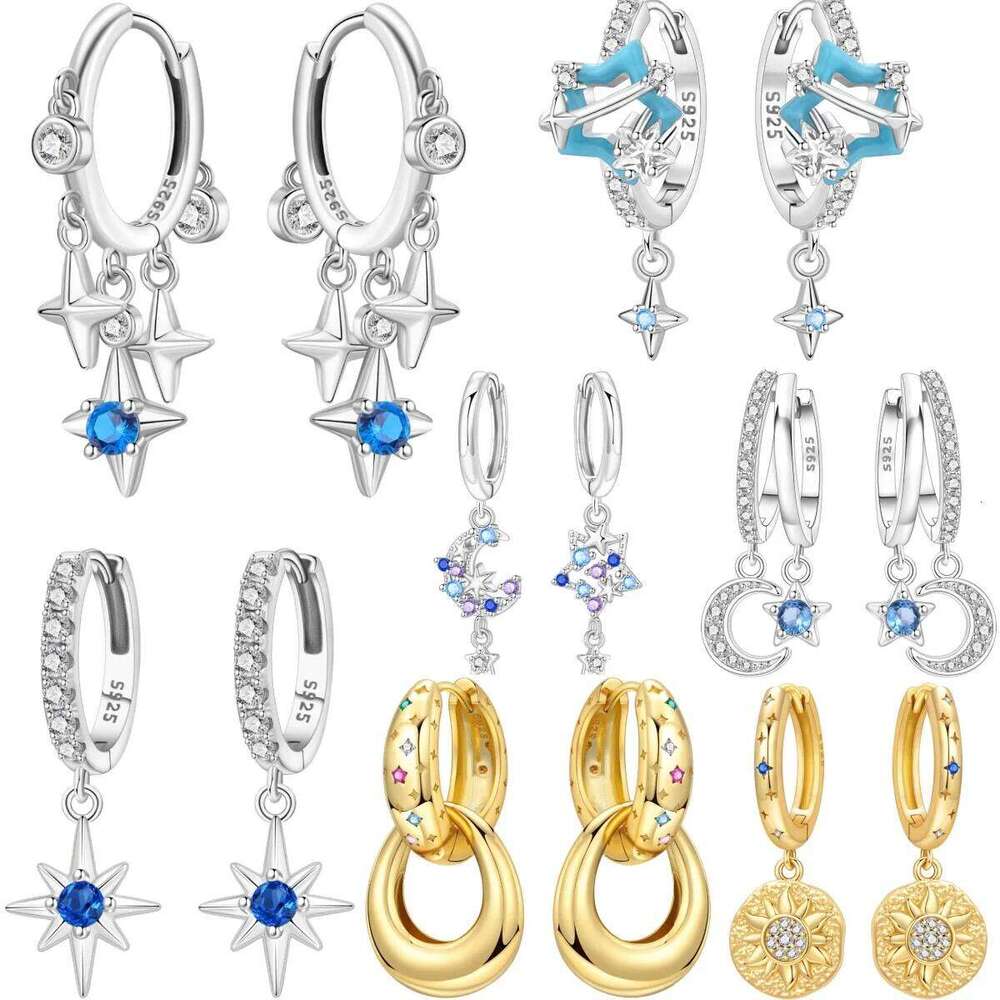 Orstarry 925 Sterling Silver Layered Blue Zircon Starlight Original Drop Earrings Jewelry Party Trendy Gifts