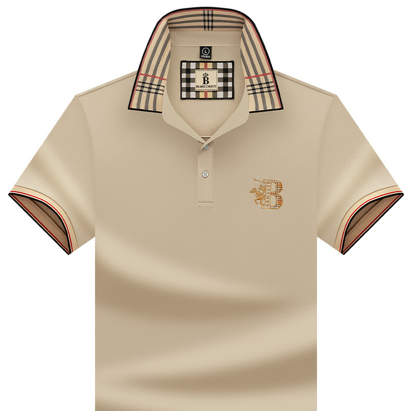 Luxury Brand Designer Clothes Paul Genuine Brand Men's Summer Polo Shirt Turn-Down Collar Dad Clothes Loose Casual Ice Silk Polo Shirt For Men