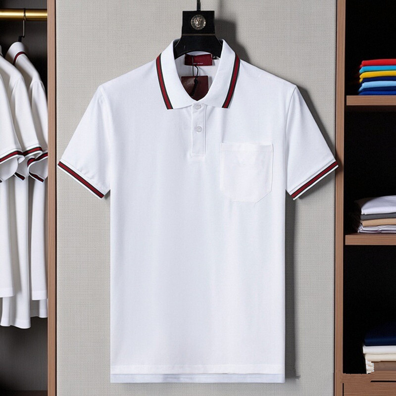 PoloT Shirt new designer men's cotton casual slim-fit business solid color lapel short-sleeved top M-3XL