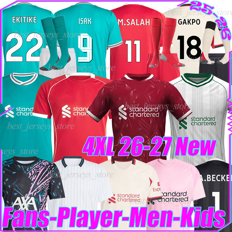 4XL 25/2026/27 EKITIKE GAKPO Soccer Jerseys Mohamed WIRTZ ISAK Salah DIOGO J. MAC ALLISTER SZOBOSZLAI KERKEZ FRIMPONG RIO Men Kids Kits socks sets football shirts