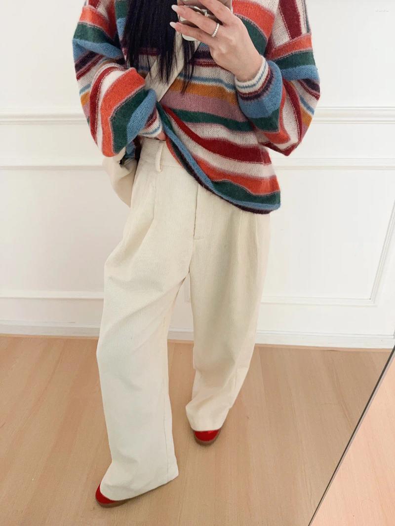 Women's Pants Corduroy Straight Leg Autumn/Winter Style High Waist Casual Wide