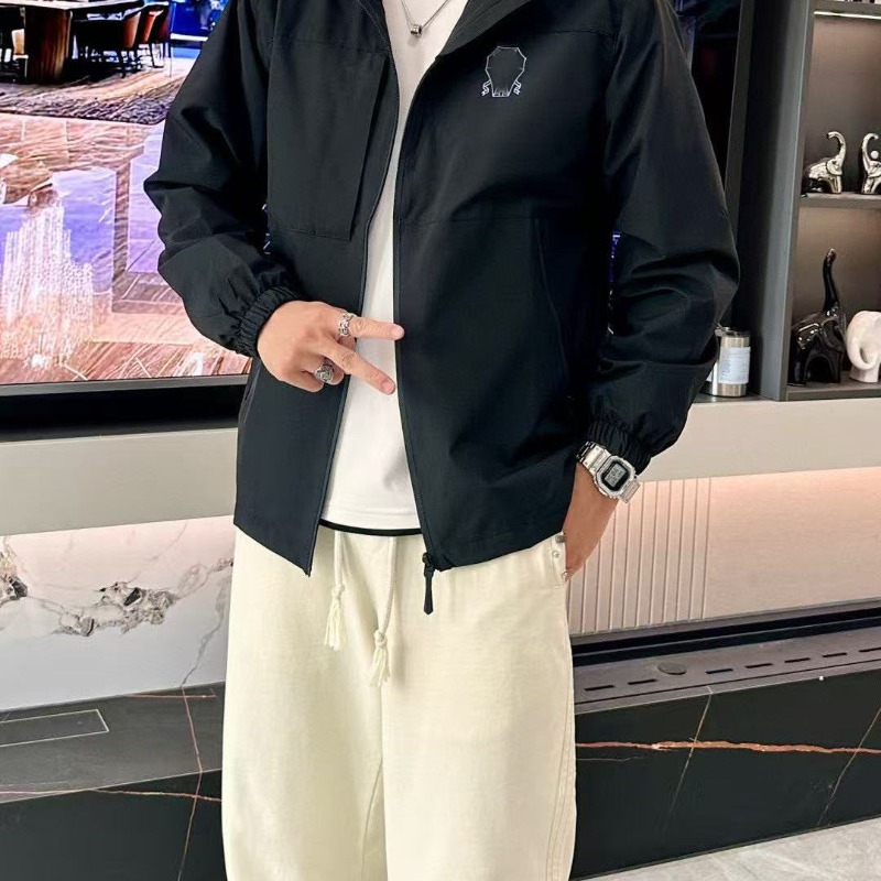 Luxury Designer Men Autumn and Winter Embroidery Old Money Stand Collar Jacket Casual Coat B1289