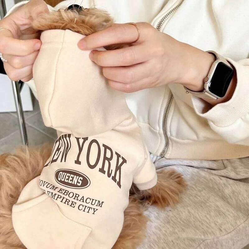 Autumn Warm Soft Plush Dog Clothes Letter Print Puppy Sweatshirts Fashion Cat Pullovers Pet Hoodies Poodle Outfits 26H0107