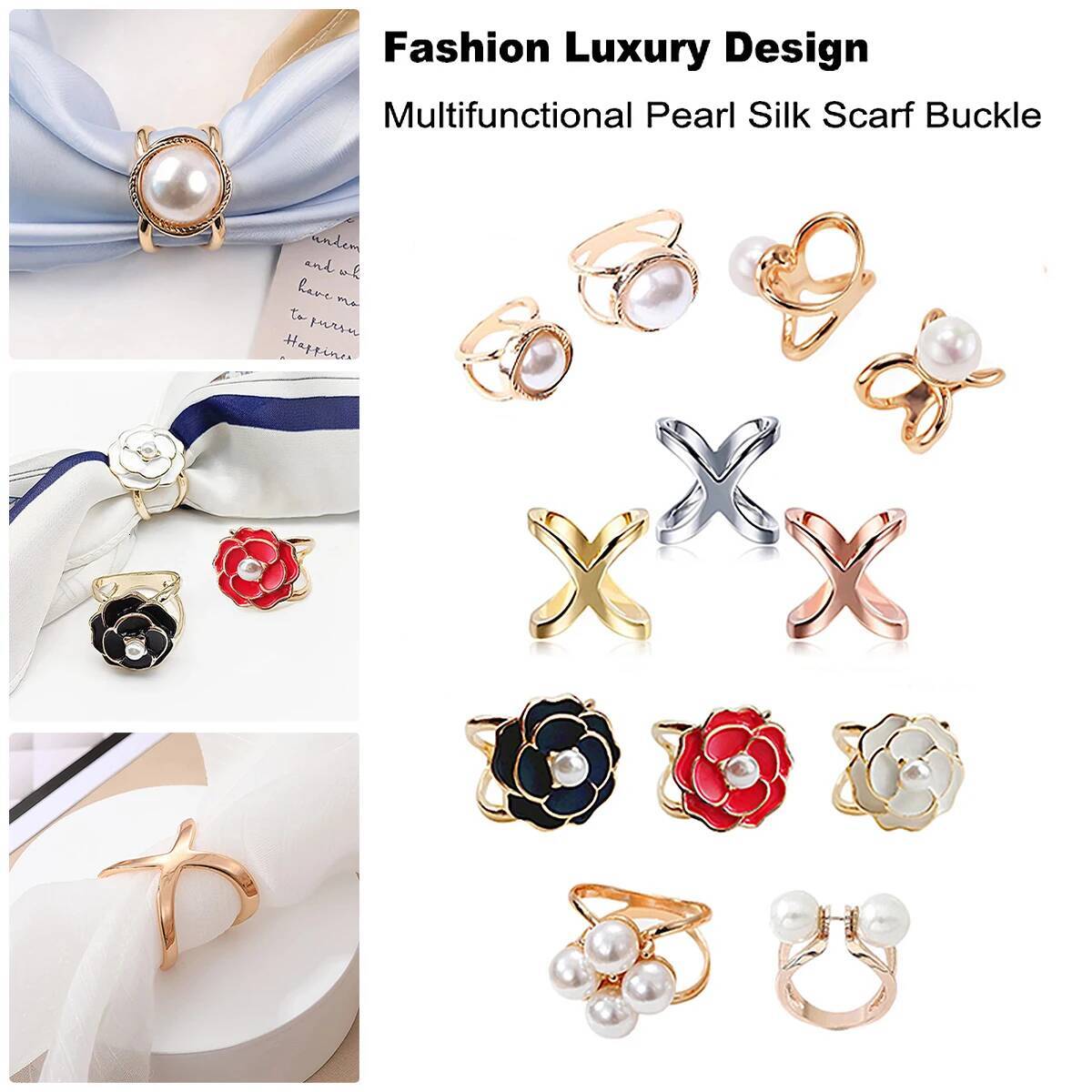 Luxury Pearl Brooch Clip - Multifunctional Silk Scarf Buckle Jewelry Accessories for Women Fashion Gift
