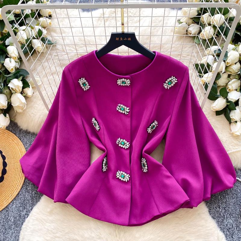 Women's Blouses Vintage Lantern Sleeve Elegant Fashion Sexy Shirt High Street Women Blouse Office Lady Clothing