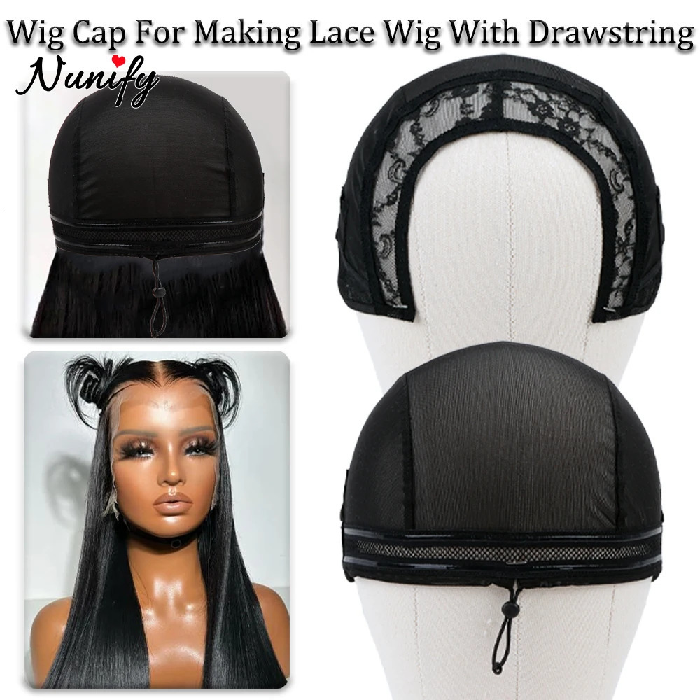 Nunify Wig Cap For Making Lace Wig With Drawstring Wig Cap With Adjustable Straps Black 4X4 13X4 Half Wig Caps For Making Wigs 260106