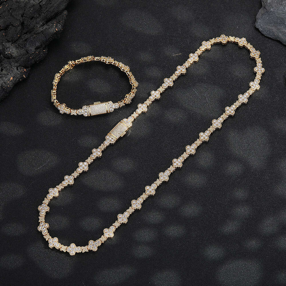 Cross-Border European And American Hip-Hop 10Mm Cross Star Zircon Unisex High-End Jewelry Collarbone Necklace