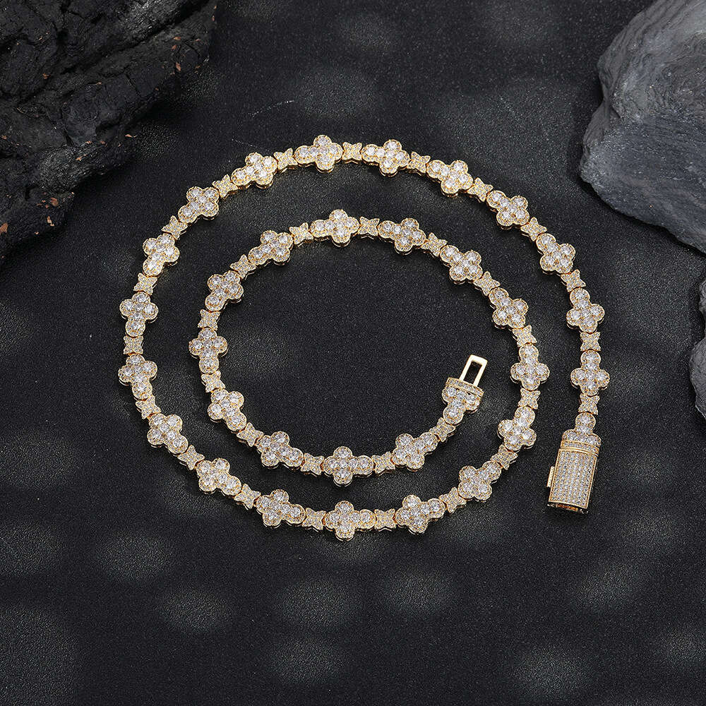 Cross-Border European And American Hip-Hop 10Mm Cross Star Zircon Unisex High-End Jewelry Collarbone Necklace