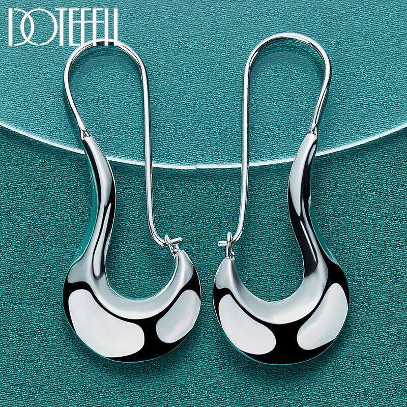DOTEFFIL 925 Sterling Silver Smooth Shoe Drop Earring For Charm Women Jewelry Fashion Wedding Engagement Party Gift