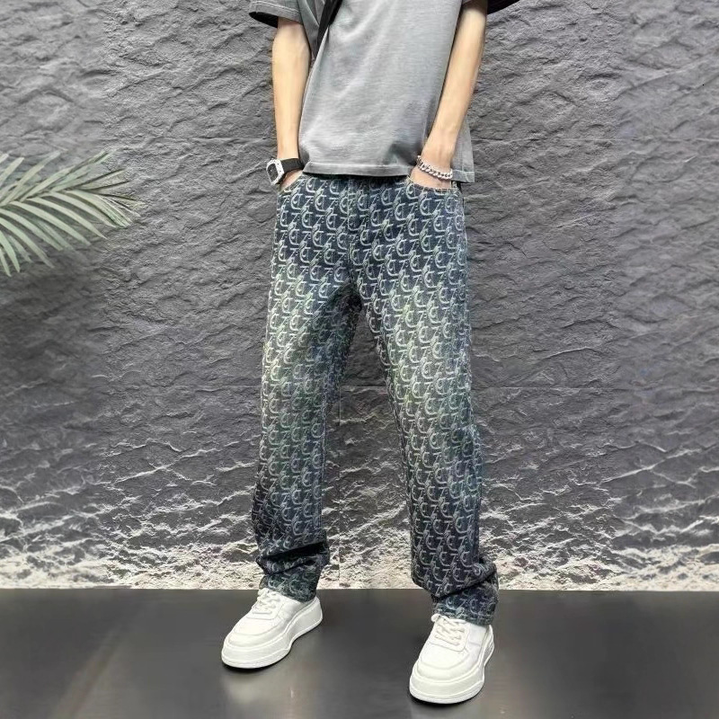 2026 New Designer Sportswear Fashion Outdoor Sports Knitted Vintage Men's Jeans Fashion Brand Style Straight-leg Pants Luxury Design High-end Tex