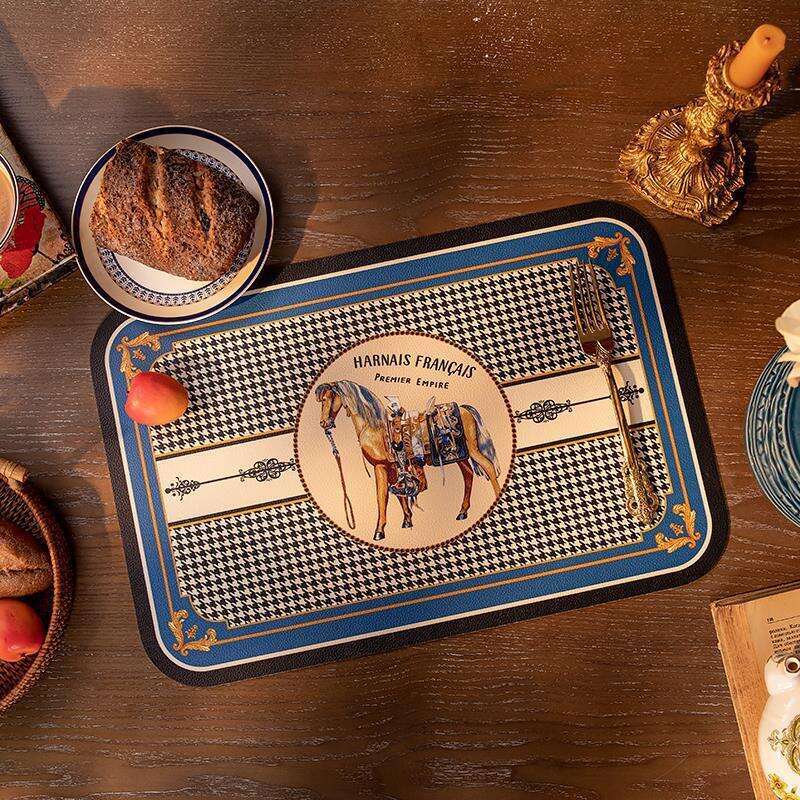 Vintage Nordic Houndstooth Placemat Waterproof Oilproof Heat Insulation Non-Slip Heat-Resistant Dining Table High-End Light Luxury Home Mat Ins