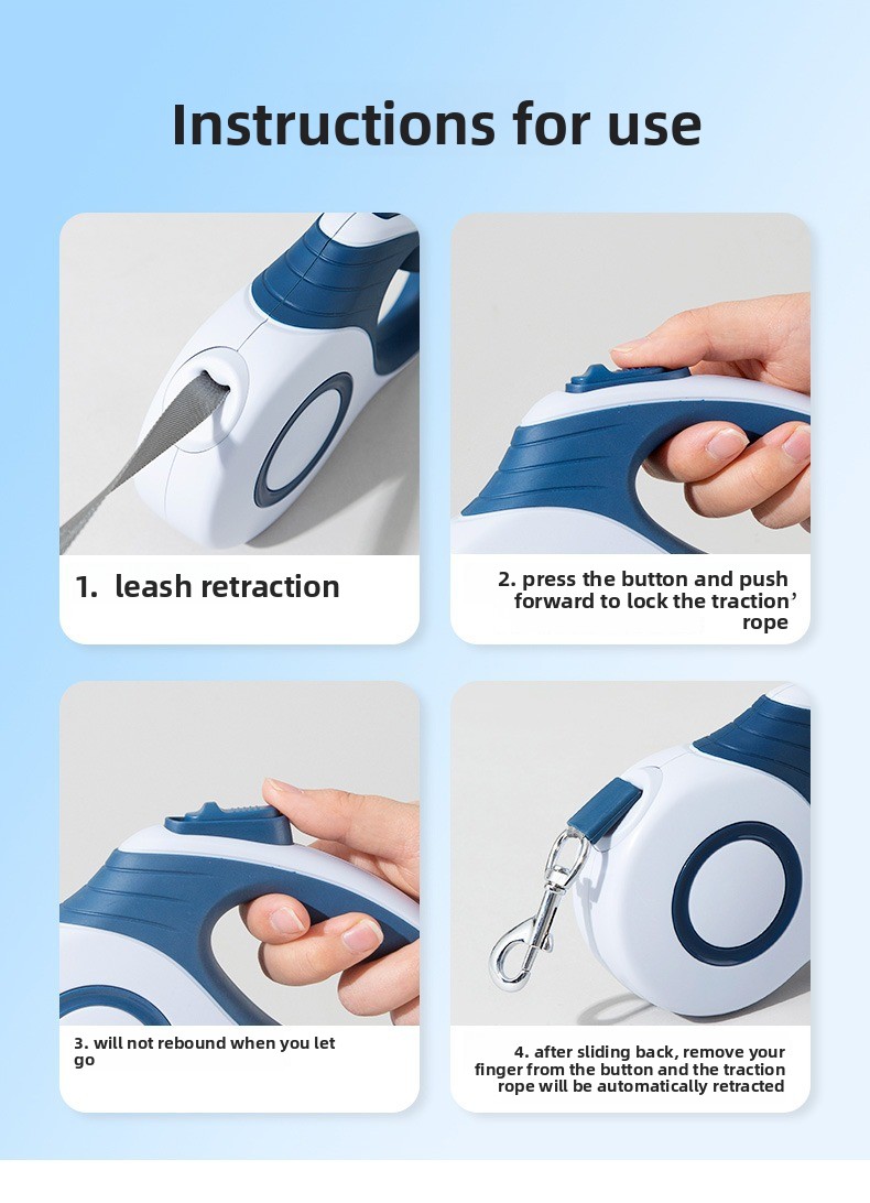 Automatic Retractable Chain Leads Dog Leash with Durable Reflective Strap Anti Pull for Small Medium Large Dogs