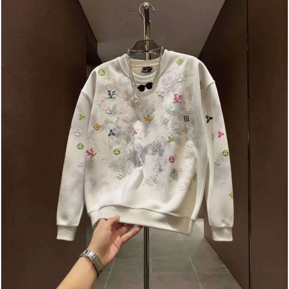 Men's Tie-Dye Crew Neck 2025 Trendy Brand Casual Slim Fit Long Sleeve Light Luxury Sweatshirt